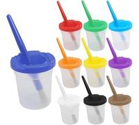 NBIWTOWO 10 PCS Paint Cups, Spill Proof Paint Cups with Lids for Kids, Spill Proof Learning Color Cups for Young Artist, Students, Kids, Beginners