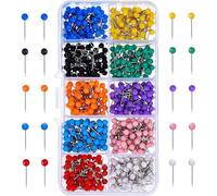 NBIWTOWO 500 PCS Multicolor Map Push Pins, Decorative Map Thumb Tacks, Plastic Round Head Pins with Steel Points for Fabric, Marking, Photos, Calendar, Classroom, Home, Office