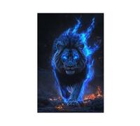 NBJHQIGF Blue Flame Lion Canvas Poster Bedroom Decor Landscape Office Room Decor Gift 12x18inch(30x45cm)