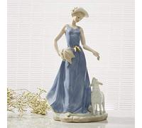 NBJKLHDIFZH Ornaments Statues Sculptures Vintage Porcelain Lady Lamb Figurine Ceramic Statuette Craft Ornaments
