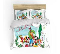 NBKLS Christmas Mickey Mouse Duvet Cover Bedding Set - Duvet Cover and Pillowcase, Microfibre, 3D Digital Print, Three-Piece Bed Linen (4.135 x 200 cm + 50 x 75 cm x 2)