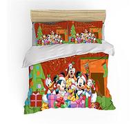 NBKLS Christmas Mickey Mouse Duvet Cover Bedding Set - Duvet Cover and Pillowcase, Microfibre, 3D Digital Print, 3-Piece Bed Linen (3.240 x 220 cm + 80 x 80 cm x 2)