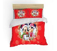 NBKLS Christmas Mickey Mouse Duvet Cover Bedding Set - Duvet Cover and Pillowcase, Microfibre, 3D Digital Print, 3-Piece Bed Linen (7.200 x 200 cm + 80 x 80 cm x 2)