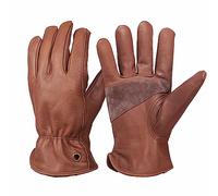 NBLEAGLO Retro Brown Cowhide Leather Work Gloves for Construction, Yardwork, Gardening with Reinforced Palm for Men & Women (Brown, Extra Large)