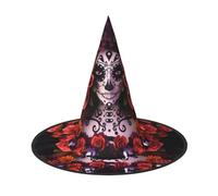 NBMghn 1 PC Halloween Hat Witches Decor â€“ Day Of The Dead Sugar Roses Skull Print Party Witch Costume Cosplay, Role Play Festival Carnival Headband