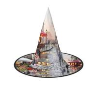 NBMghn 1 PC Halloween Hat Witches Decor â€“ Oil Painting Paris Street Scene Eiffel Tower Print Party Witch Costume Cosplay, Role Play Festival Carnival Headband