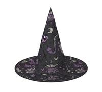 NBMghn 1 PC Halloween Hat Witches Decor - Purple Black Goth Spooky Print Party Witch Costume Cosplay, Role Play Festival Carnival Headband