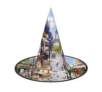 NBMghn 2 PCS Halloween Hat Witches Decor – Paris Street Scene Eiffel Tower Print Party Witch Costume Cosplay, Role Play Festival Carnival Headband