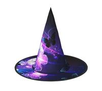 NBMghn 2 PCS Halloween Hat Witches Decor – White Purple Butterflies Print Party Witch Costume Cosplay, Role Play Festival Carnival Headband