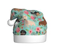 NBMghn dachshund Print Christmas Hat for Adults – Unisex Santa Hat, Xmas New Year Santa Favors Hats, Holiday Headwear
