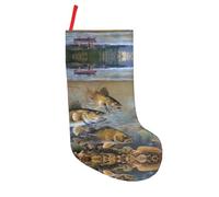 NBMghn Fishing Lake Fishermen Printed 18in Christmas Stockings â€“ Large Holiday Hanging Decor for Fireplace, Xmas Tree, Home & Office
