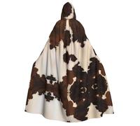 NBMghn Halloween Hooded Cloak Costume Cape - Abstract Cow Skin Print Cosplay Robe for Parties, Carnivals, and Comic Exhibitions
