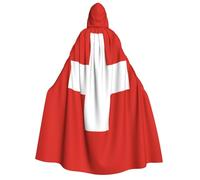 NBMghn Halloween Hooded Cloak Costume Cape - Swiss Flag Print Cosplay Robe for Parties, Carnivals, and Comic Exhibitions
