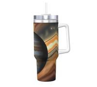 NBMghn Jupiter Landscape Print 40OZ Ice Bully with Handle Straw - Vacuum Insulated Stainless Steel Tumbler for Gym, Cafe, Office, Car