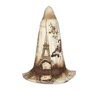 NBMghn M Halloween Hooded Cape – Unisex Adult Vintage Paris Eiffel Tower Butterfly Print Costume Cape – Perfect for Cosplay, Party, Carnival