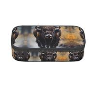 NBMghn Pencil Case with North American Bison Full-Print Design â€“ Multi-Purpose Pen Organizer, Stationery Bag, Makeup Cosmetic Pouch