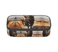 NBMghn Pencil Case with North American Bison Herd Full-Print Design â€“ Multi-Purpose Pen Organizer, Stationery Bag, Makeup Cosmetic Pouch