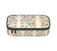 NBMghn Pencil Case with Stylish Learning Alphabets with Dinosaurs Full-Print Design – Multi-Purpose Pen Organizer, Stationery Bag, Makeup Cosmetic Pouch