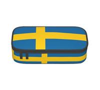 NBMghn Pencil Case with Swedish Flag Full-Print Design â€“ Multi-Purpose Pen Organizer, Stationery Bag, Makeup Cosmetic Pouch