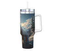 NBMghn Polar Bear in Winter Print 40OZ Ice Bully with Handle Straw - Vacuum Insulated Stainless Steel Tumbler for Gym, Cafe, Office, Car
