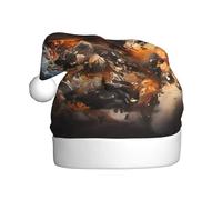 NBMghn Rugby on Fire Print Christmas Hat for Adults – Unisex Santa Hat, Xmas New Year Santa Favors Hats, Holiday Headwear