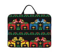 NBMghn Runner Swedish Dala Horse Folk Print14in Laptop Case Sleeve Bag â€“ Messenger Briefcase with Handle â€“ Portable Travel & Business Laptop Sleeve