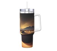 NBMghn Sahara Desert Print 40OZ Ice Bully with Handle Straw - Vacuum Insulated Stainless Steel Tumbler for Gym, Cafe, Office, Car