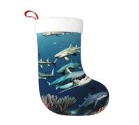 NBMghn Sharks under the sea Print Christmas Stocking 18 Inches â€“ Holiday Decor, Perfect for Fireplace, Xmas Tree, and Home Decoration