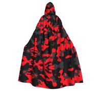 NBMghn Unisex Adult Halloween Hooded Cloak - Red Camo Full Print Costume Cape for Cosplay, Party, and Themed Events