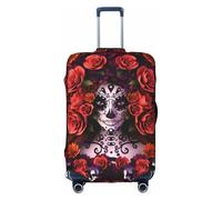 NBMghn XL Suitcase Cover Protector â€“ Stretchable Day of The Dead Sugar Roses Skull Print Luggage Travel Accessories for Business Trips