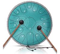 NBMICSO Steel Tongue Drum- 15 Note 13 Inches C-key Rain Drum Sound Healing Instruments - Handpan Drum for Meditation Entertainment Musical Education Concert Mind Healing Yoga (Malachite)
