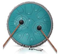 NBMICSO Steel Tongue Drum- 15 Note 14 Inches D-key Rain Drum Sound Healing Instruments - Handpan Drum for Meditation Entertainment Musical Education Concert Mind Healing Yoga (Malachite)