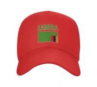 NBNX Baseball Cap with Zambia Flag - Outdoor Sport Breathable Lightweight Hats,Unisex Adjustable Trucker Hats, Country National Novelty Patriotic Hat (Red)