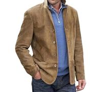 NBNX Men Vintage Blazer Jackets Lapel Sport Coat Jacket Faux Suede Leather Jacket Western Jacket for Men Smart Casual Jacket Autumn Winter Outwear (4XL) Beige
