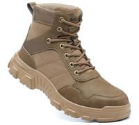 NBOFIEHY Safety Boots Men Womens Steel Toe Cap Boots Lightweight Non Slip Work Boots Protective Safety Shoes Comfortable, Brown, 5.5 UK