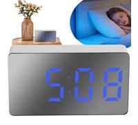 NBOFOL LED Digital Alarm Clock(Blue),Mini Led Display Alarm Clock with Date Time,Digital Alarm Clocks Bedside,Small LED Electric Desk Clock for Bedrooms,Travel Bedroom Alarm Clocks USB Powered