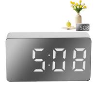 NBOFOL LED Digital Alarm Clock(White),Mini Led Display Alarm Clock with Date Time,Digital Alarm Clocks Bedside,Small LED Electric Desk Clock for Bedrooms,Travel Bedroom Alarm Clocks USB Powered