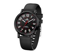 NBONAL Nurse Watch for Medical Doctor Professionals Student Easy Read Dial with Luminous 24 Hours Red Second Soft Silicone Band 30M Waterproof (NB-231BK-ABK), All black-black band, 38.0mm, Daily watch