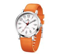 NBONAL Nurse Watch for Medical Doctor Professionals Student Easy Read Dial with Luminous 24 Hours Red Second Soft Silicone Band 30M Waterproof, Orange band, 38.0mm, Daily watch