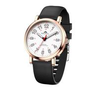 NBONAL Nurse Watch for Medical Doctor Professionals Student Easy Read Dial with Luminous 24 Hours Red Second Soft Silicone Band 30M Waterproof, Rose gold-black band, 38.0mm, Daily watch