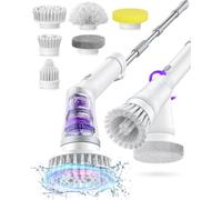 NBONEBS Electric Spin Scrubber, Cordless Shower Scrubber Rotary Floor Brushes & Pad Drivers with 6 Brush Heads - 2H Dual Speed, IPX7 Waterproof Extension Handle for Bathroom Tile Car Cleaning