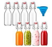 NBOUOU 8Pcs Glass Bottles with Stoppers, 250ml Clear Swing Top Bottles with Airtight Stoppers Beer Brewing for Wine, Beverages, Oil, Vinegar, Homemade Beer & Water (8 oz)
