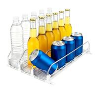 NBOUOU Automatic can Dispenser for Fridge, Lazy Susan Soda Beer Fridges Drinks Organisers, Adjustable Width for Storage and Organization, Self-Pushing 3 Rows for Fridge can Dispenser