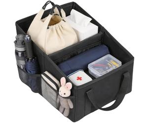 NBOUOU Car Seat Boot Organiser Storage for Front or Back Seat, Portable Waterproof Car Organiser Essentials Collapsible, Holds Snacks, Cups, Books, Tissue - Keeps Cars Tidy and Clean