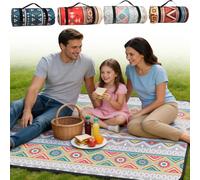 NBOUOU Picnic Blanket Waterproof, Picnic Camping Mat, Beach Mat Blanket with Carrying Strap, Camping Blankets Rug for Outdoor Rug Activities, Park, Hiking Seattle Bohemian 150x200 cm (Grey)