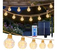 NBOUOU Solar String Lights, 8m Hemp Rope Solar Festoon Lights Outdoor, with Remote, 16 Shatterproof LED Bulbs, 8 Modes 4 Brightness, Waterproof Lighting for Outside Garden Gazebo Party Festival Decor