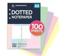 NBplanner A5 100 sheets Dot grid assorted notepaper 6-ring organiser refill insert | Value pack | Filofax A5 COMPATIBLE