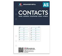 NBplanner A5 size Contacts notepaper organiser refill insert | Compatible with A5 size organisers | 148 x 210mm