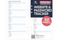 NBplanner Personal size Website & password notepaper organiser refill insert | COMPATIBLE with Personal size organisers | 95 x 171mm