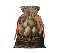 NBRIEU A Brood Of Chickens Print Presents Bag,Bring A Drawstring,Reusable Holiday Party Wedding Gift Bag